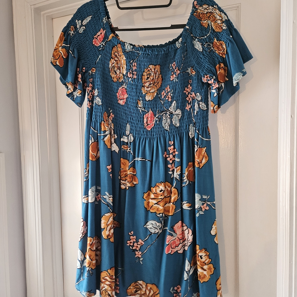 Teal and Floral Dress
